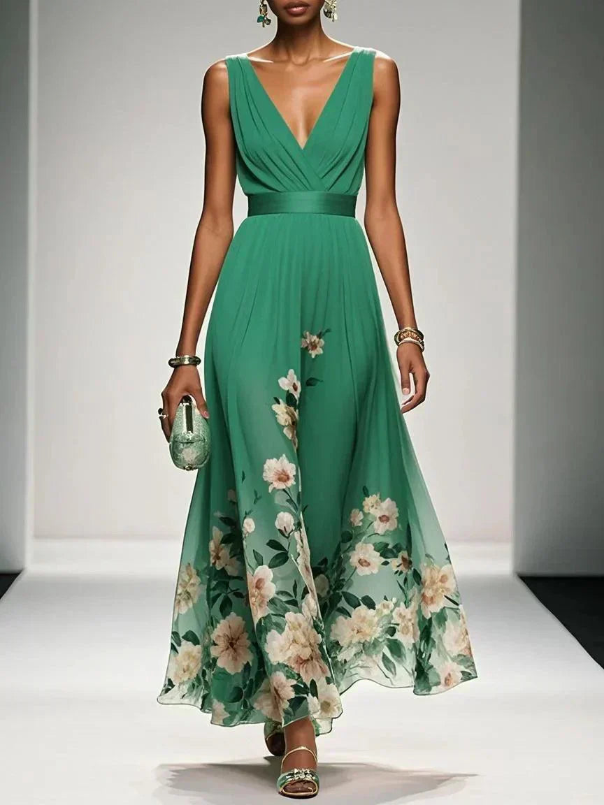 Robe Longue de Mariage Florale pour Femme Invité Fluide Féminine Romantique Élégante