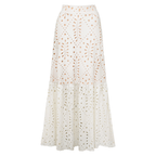 Ensemble Maillot de Bain Une Pièce Col V Découpe Laser Florale Jupe Maxi Blanc Resort Plage Lune de Miel Soirée – Laceline