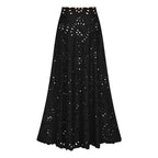 Maillot de Bain Une Pièce à Découpes Florales Au laser Pour Femmes & Ensemble Jupe Longue à Décolleté En V – Noir