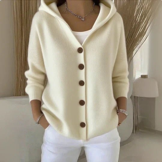 Cardigan à Capuche Femme Tricot Boutons Coupe Décontractée Pull Casual Automne Hiver - Hiverline