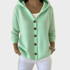 Cardigan à Capuche Femme Tricot Boutons Coupe Décontractée Pull Casual Automne Hiver - Hiverline