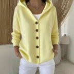 Cardigan à Capuche Femme Tricot Boutons Coupe Décontractée Pull Casual Automne Hiver - Hiverline