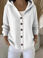 Cardigan à Capuche Femme Tricot Boutons Coupe Décontractée Pull Casual Automne Hiver - Hiverline