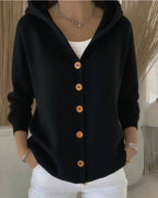 Cardigan à Capuche Femme Tricot Boutons Coupe Décontractée Pull Casual Automne Hiver - Hiverline