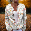 Cardigan Femme Boutonné Imprimé Floral Tricot Casual Automne Hiver - Hiverline