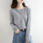 Cardigan Femme Col Rond Boutonné Tricoté Casual Automne Hiver - Hiverline
