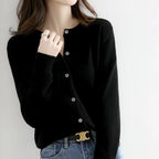 Cardigan Femme Col Rond Boutonné Tricoté Casual Automne Hiver - Hiverline