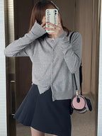 Cardigan Femme Col Rond Boutons Dorés Manches Longues Style Coréen Casual - Hiverline