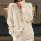 Cardigan Femme Col V Boutonné Maille Torsadée Oversize - Hiverline