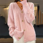 Cardigan Femme Col V Boutonné Maille Torsadée Oversize - Hiverline