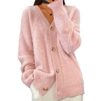 Cardigan Femme Col V Boutonné Maille Torsadée Oversize - Hiverline