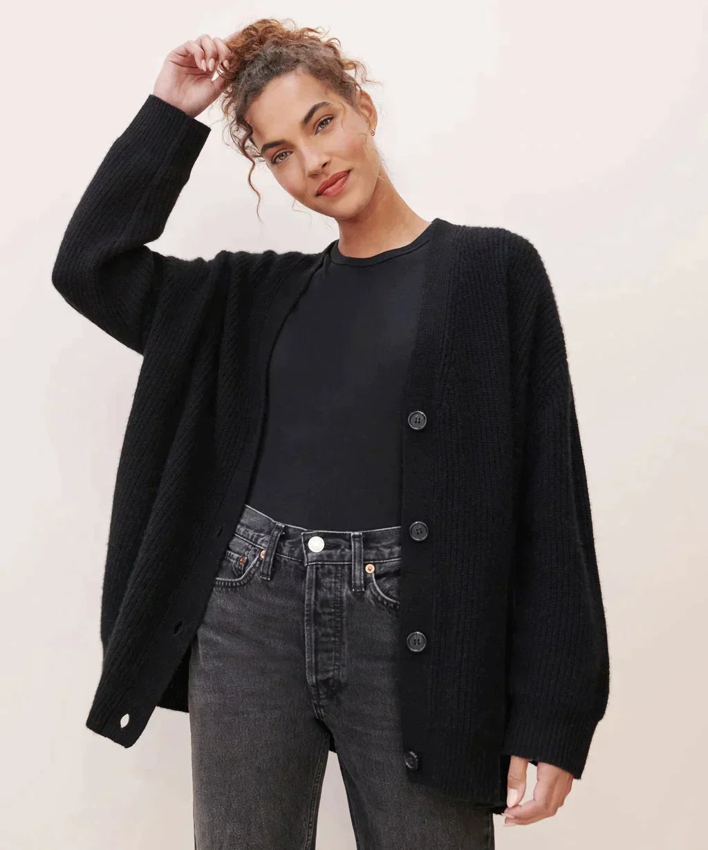 Cardigan Femme Col V Oversize Tricot Épais Casual Hiver - Hiverline