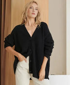 Cardigan Femme Col V Oversize Tricot Épais Casual Hiver - Hiverline