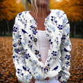 Cardigan Femme Floral Vintage Boutonné Tricot Col Rond Casual Automne - Hiverline