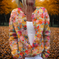 Cardigan Femme Imprimé Floral Boutons Automne Casual Tricot - Hiverline