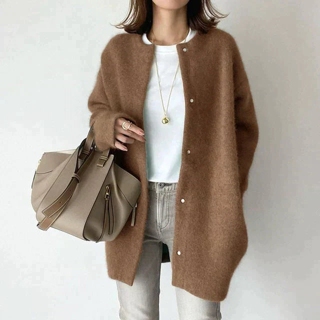 Cardigan Femme Oversize Tricoté Coupe Ample Style Casual Automne Hiver - Hiverline