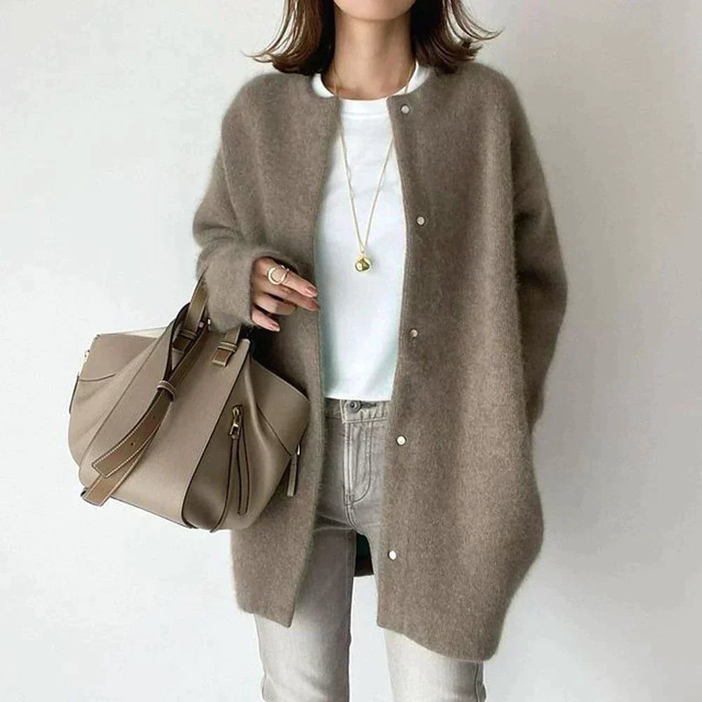 Cardigan Femme Oversize Tricoté Coupe Ample Style Casual Automne Hiver - Hiverline