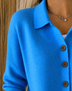 Cardigan Femme Tricoté à Col et Boutons Coupe Décontractée Pull Casual - Hiverline