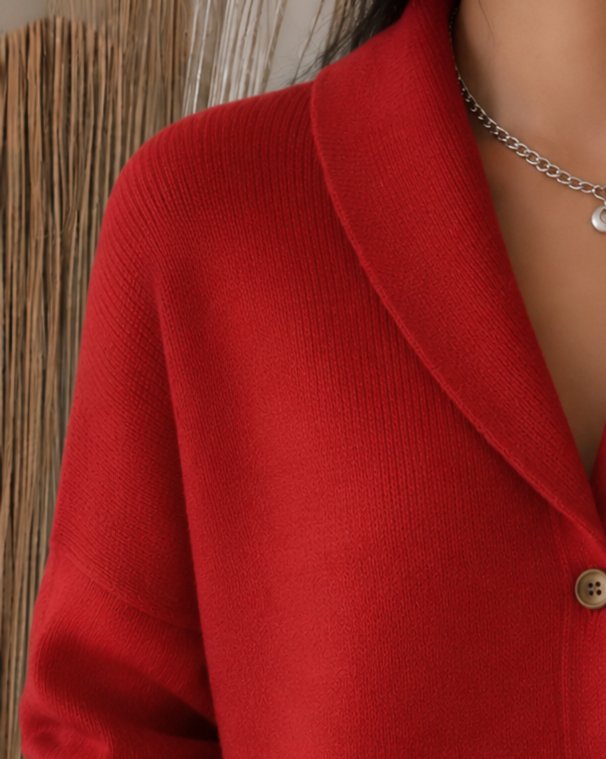 Cardigan Femme Tricoté à Col et Boutons Coupe Décontractée Pull Casual - Hiverline