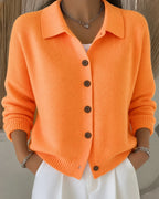 Cardigan Femme Tricoté à Col et Boutons Coupe Décontractée Pull Casual - Hiverline