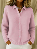 Cardigan Femme Tricoté Boutonné Col Chemise Coupe Décontractée Casual Hiver - Hiverline