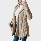 Cardigan Long à Capuche Femme Boutons Polaire Sherpa Oversize Cocooning Hiver - Hiverline