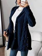 Cardigan Long à Capuche Femme Boutons Polaire Sherpa Oversize Cocooning Hiver - Hiverline