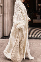 Cardigan Long Oversize Femme Tricot Épais Mailles Ouvertes Automne Hiver - Hiverline