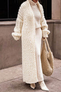 Cardigan Long Oversize Femme Tricot Épais Mailles Ouvertes Automne Hiver - Hiverline