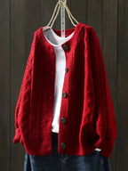 Cardigan Oversize Femme Tricot Grosses Mailles Boutons Automne Hiver - Hiverline