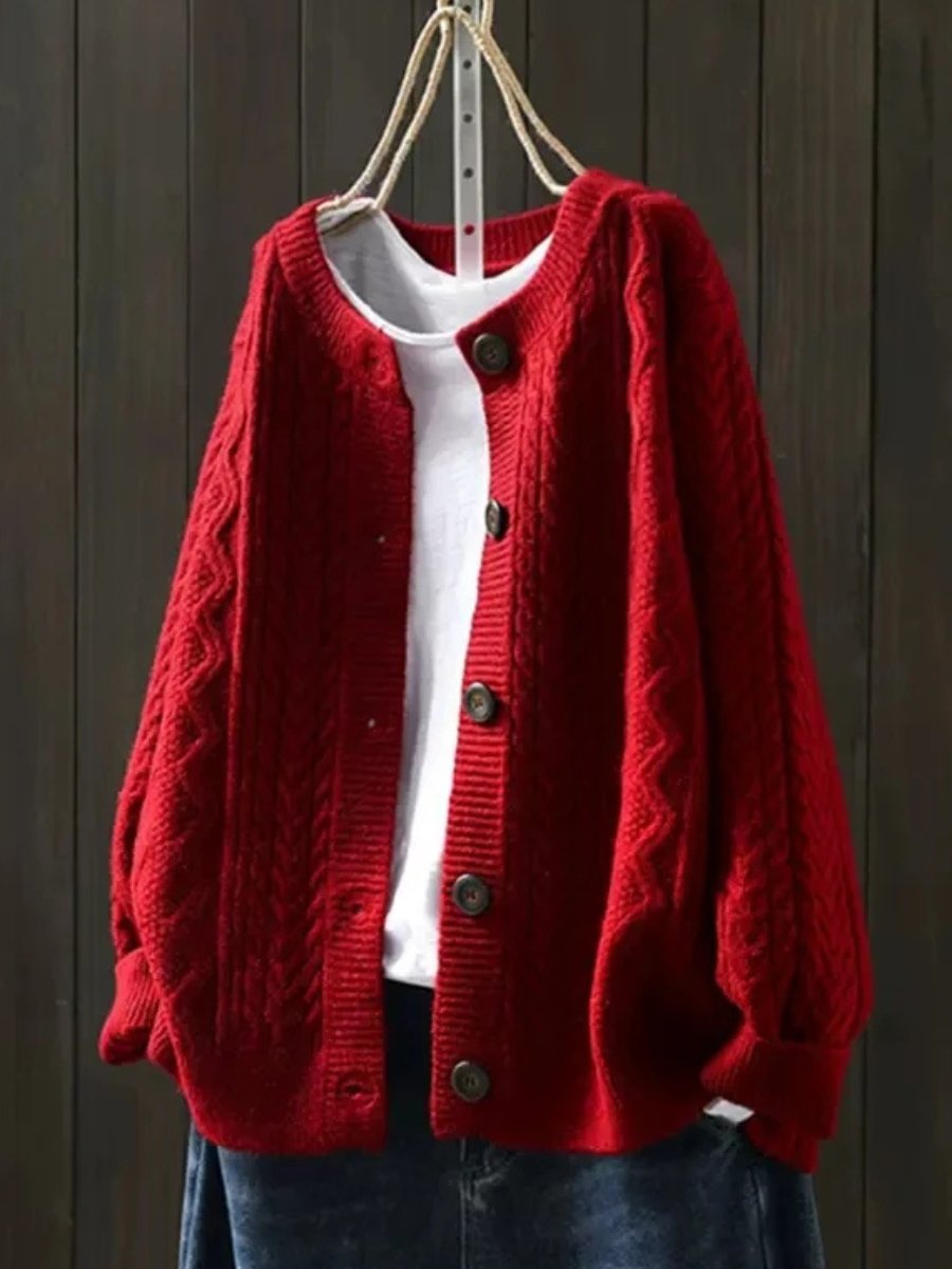 Cardigan Oversize Femme Tricot Grosses Mailles Boutons Automne Hiver - Hiverline