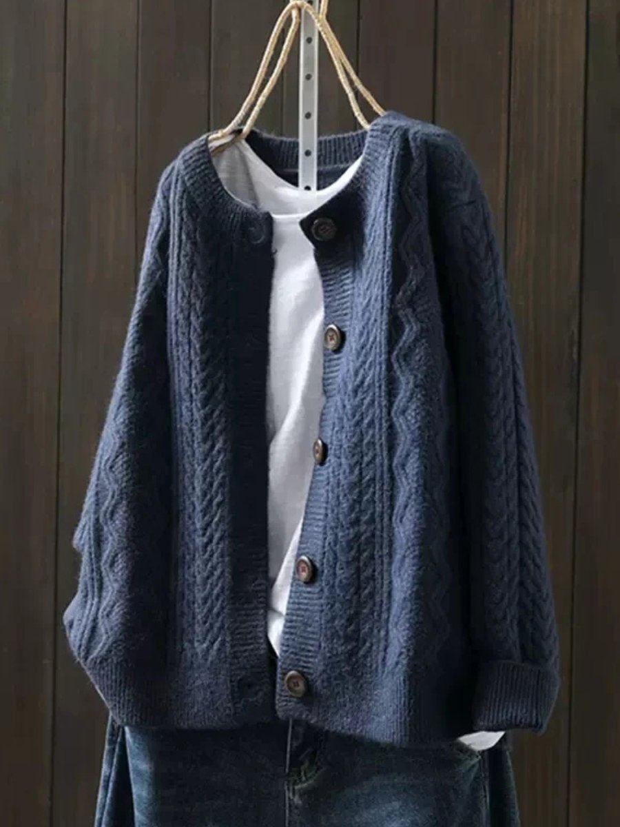 Cardigan Oversize Femme Tricot Grosses Mailles Boutons Automne Hiver - Hiverline