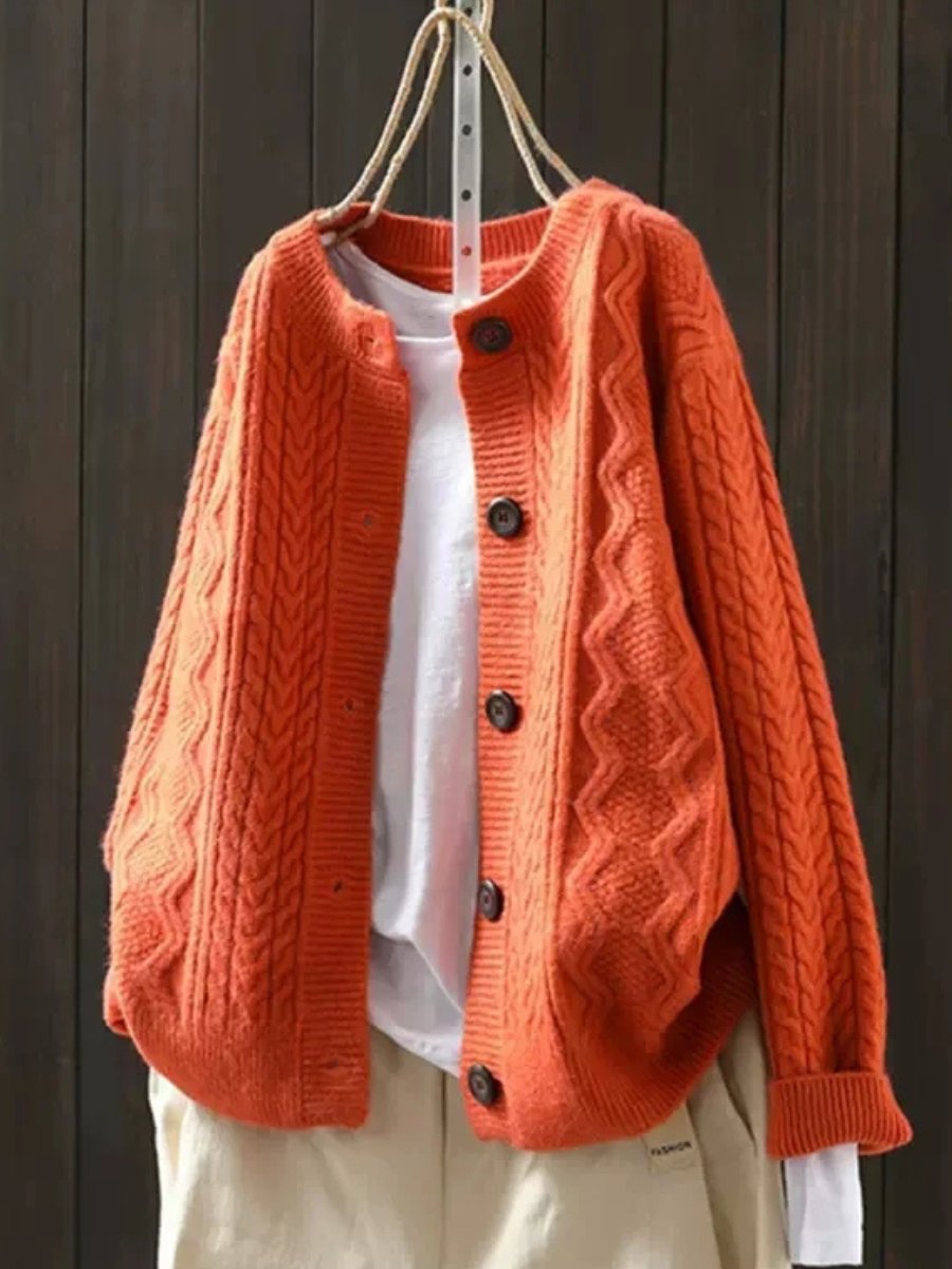Cardigan Oversize Femme Tricot Grosses Mailles Boutons Automne Hiver - Hiverline