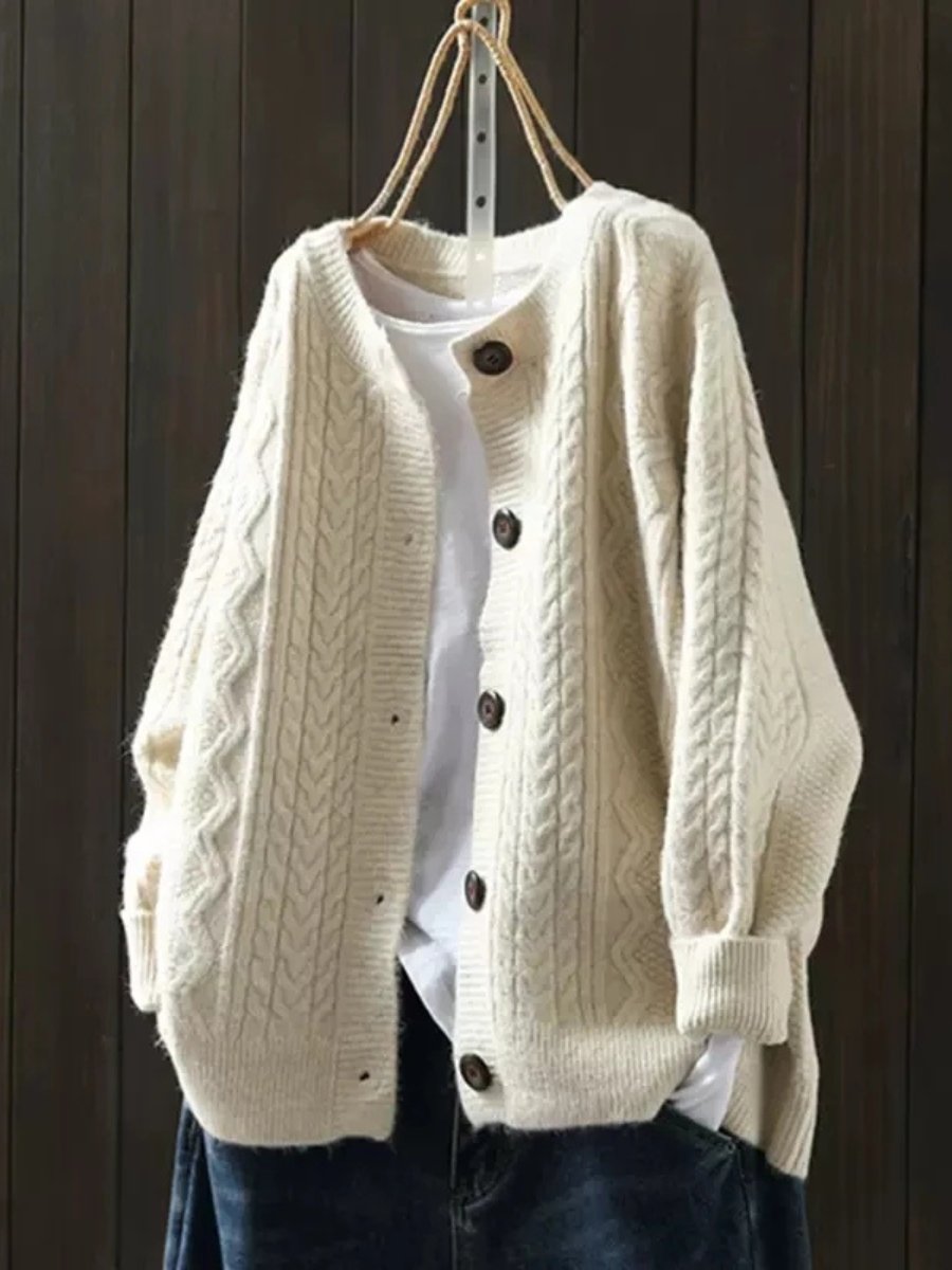 Cardigan Oversize Femme Tricot Grosses Mailles Boutons Automne Hiver - Hiverline