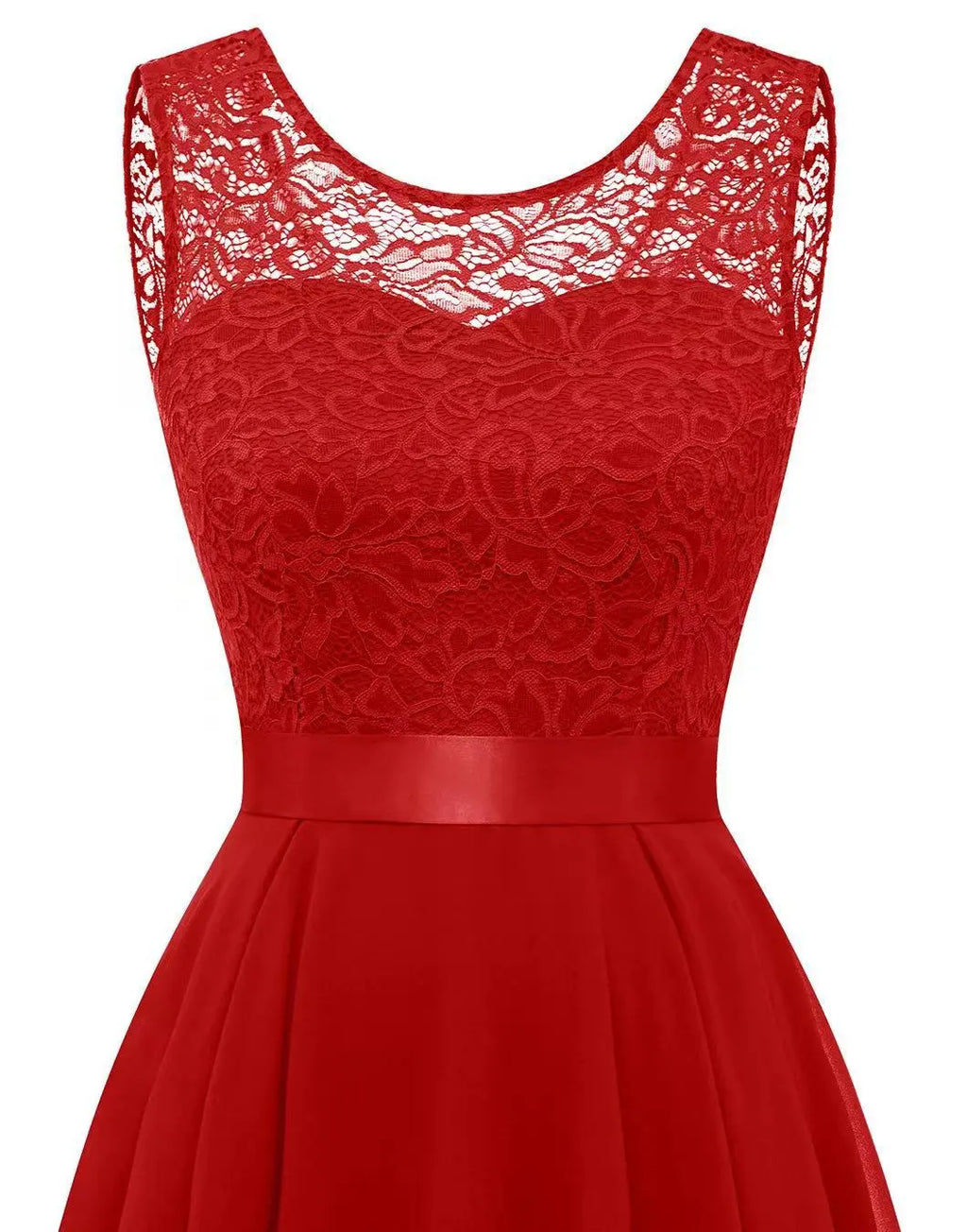 Robe de Mariage Formelle Femme Hi-Low Midi Sans Manches Fluide Élégante