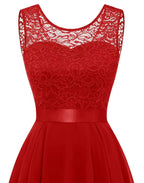 Robe de Mariage Formelle Femme Hi-Low Midi Sans Manches Fluide Élégante