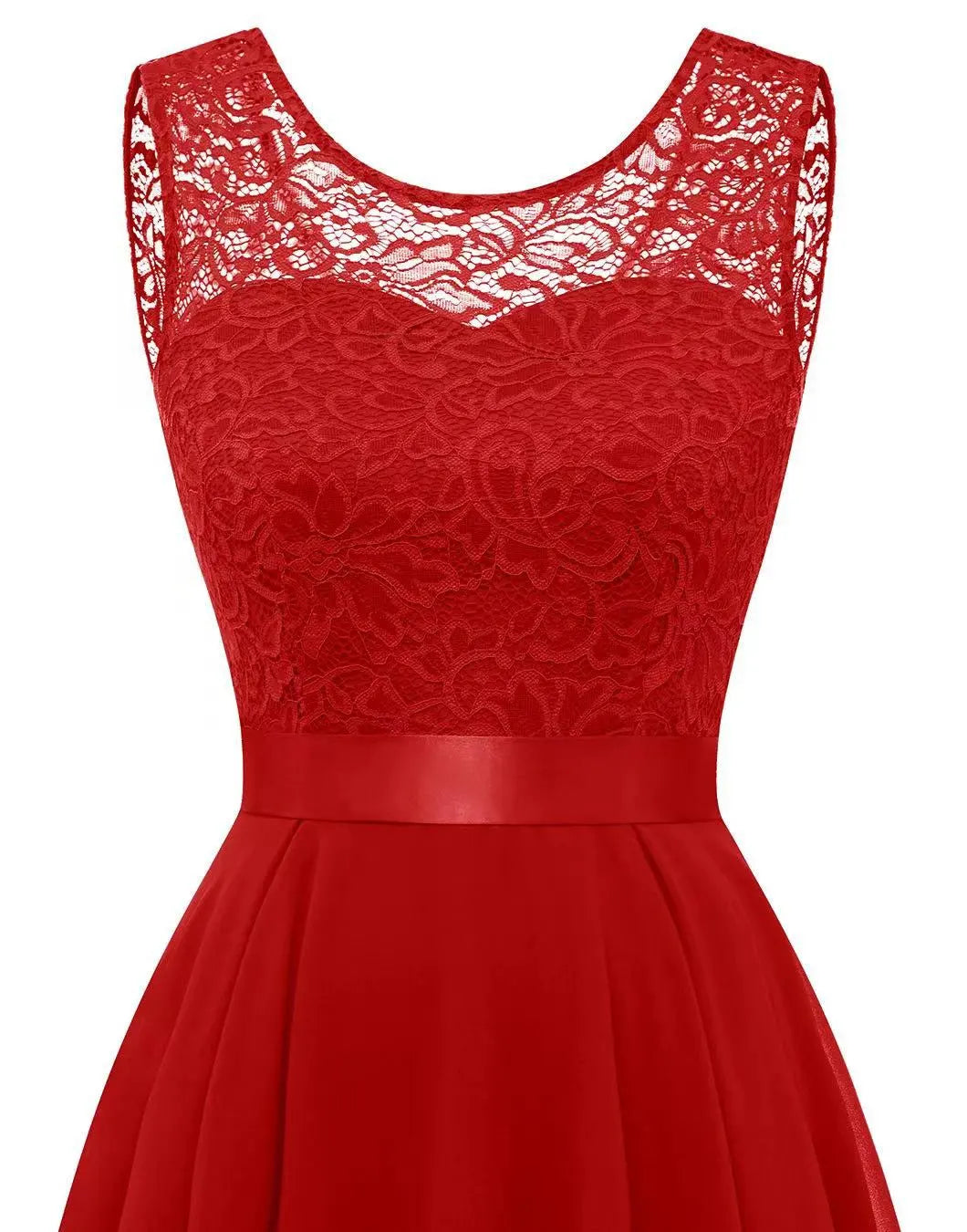 Robe de Mariage Formelle Femme Hi-Low Midi Sans Manches Fluide Élégante