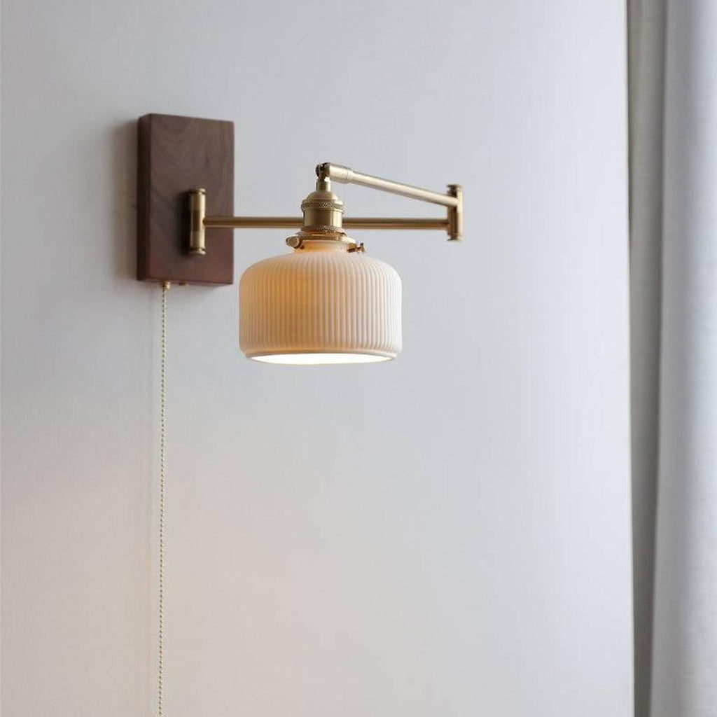 Ceramic Wall Sconce with Wooden Stand | Scandinavian Style