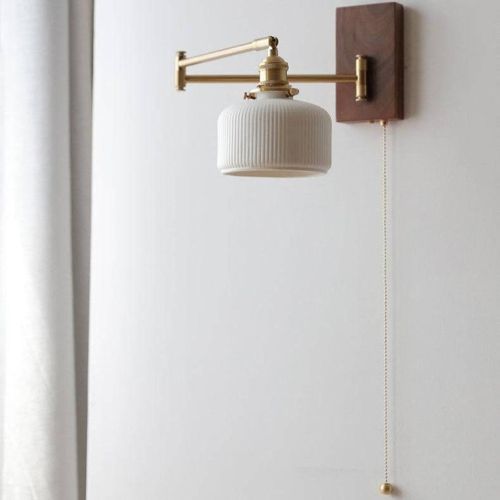 Ceramic Wall Sconce with Wooden Stand | Scandinavian Style