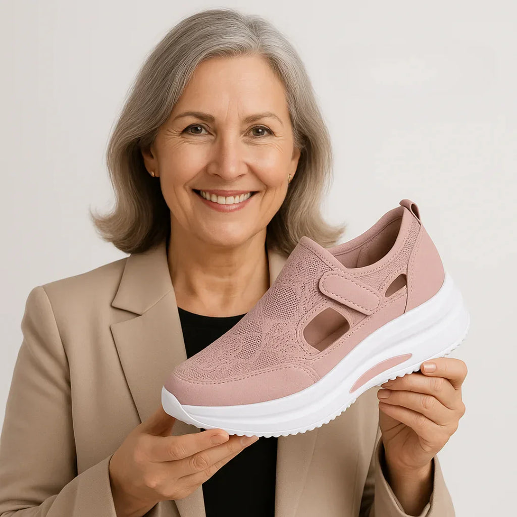 Chaussures de Marche Femme à Enfiler Velcro Semelle Plateforme Coussinée Respirantes Casual - Hiverline