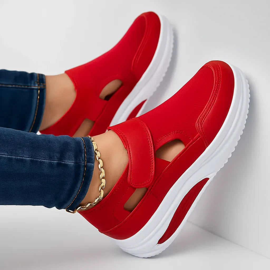 Chaussures de Marche Femme à Enfiler Velcro Semelle Plateforme Coussinée Respirantes Casual - Hiverline