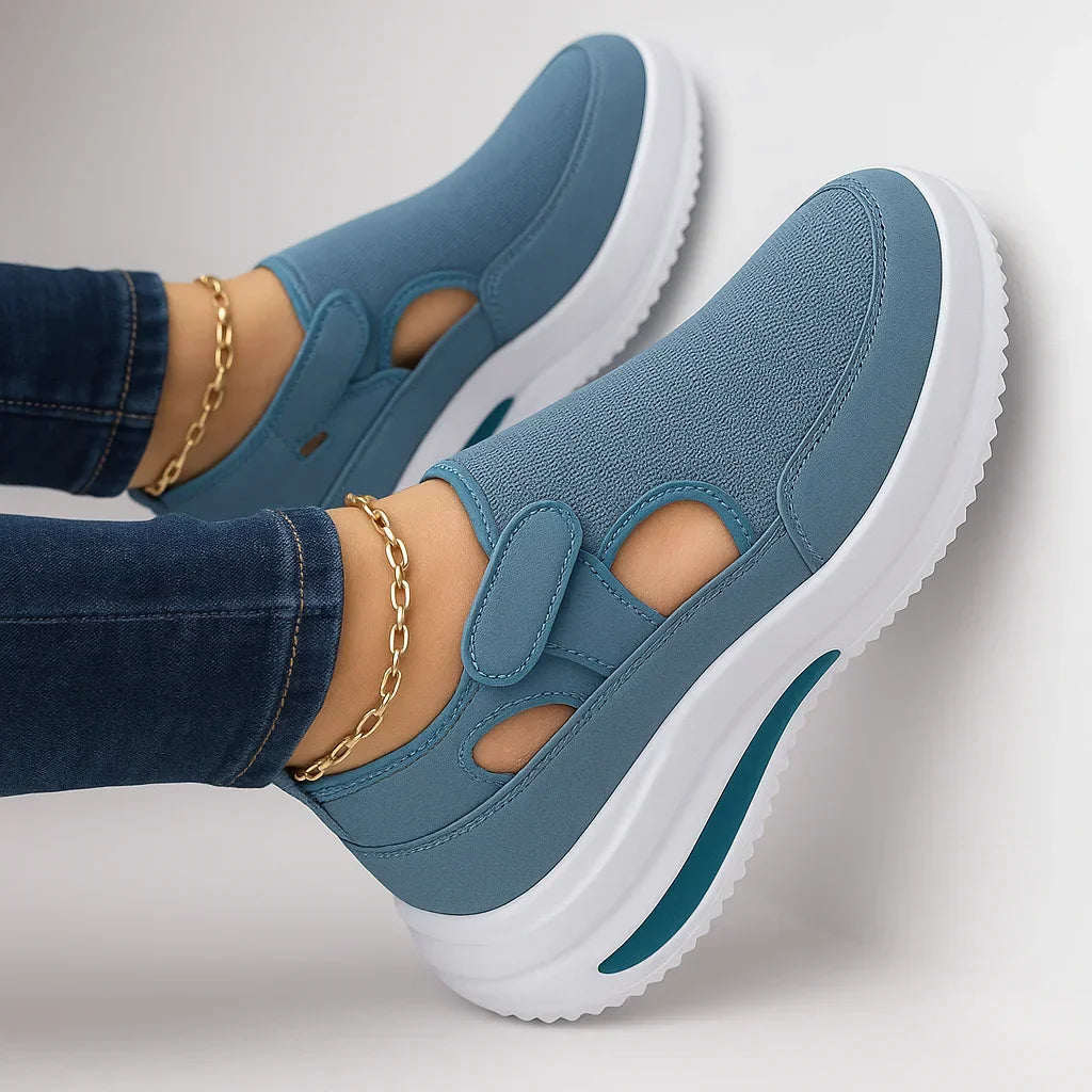 Chaussures de Marche Femme à Enfiler Velcro Semelle Plateforme Coussinée Respirantes Casual - Hiverline