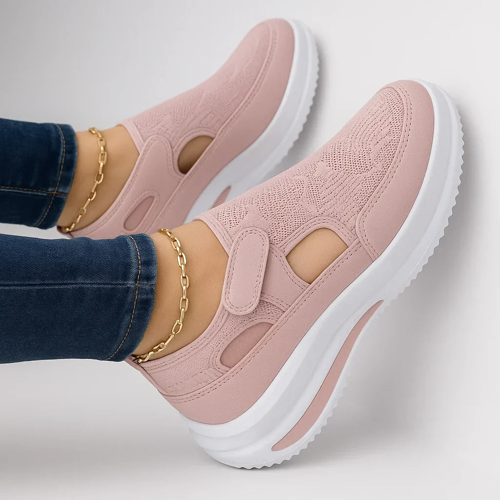 Chaussures de Marche Femme à Enfiler Velcro Semelle Plateforme Coussinée Respirantes Casual - Hiverline