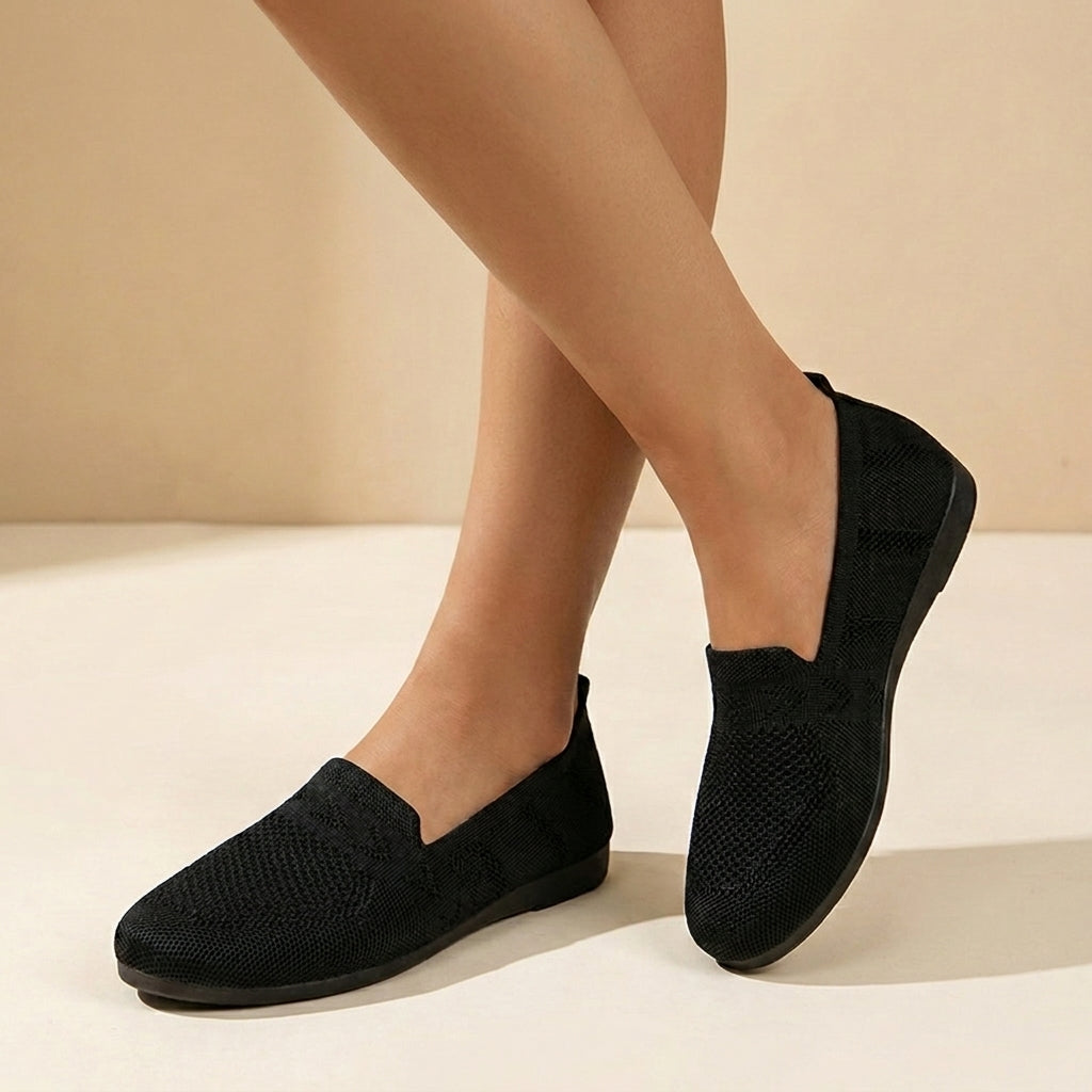 Chaussures Slip-On Femme Tricotées Respirantes Légères Confort Quotidien Marche - Hiverline