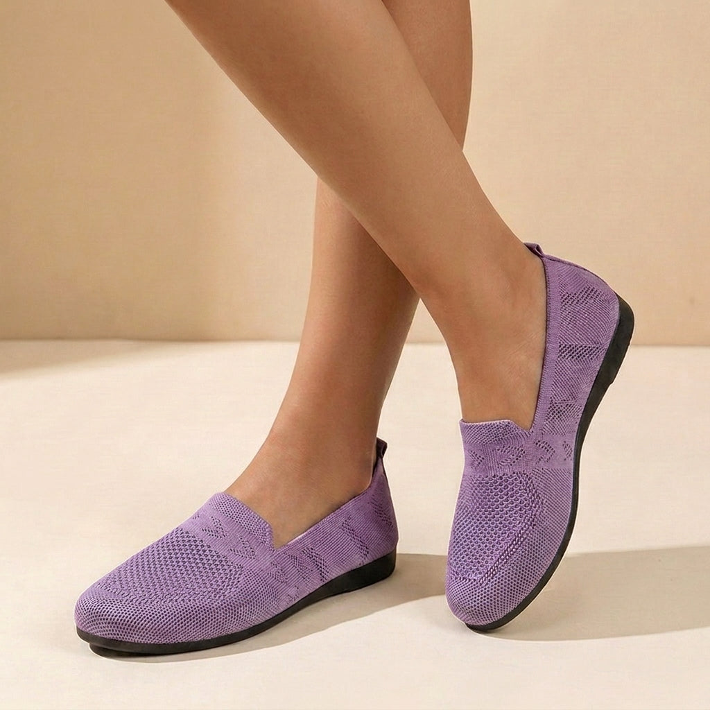 Chaussures Slip-On Femme Tricotées Respirantes Légères Confort Quotidien Marche - Hiverline
