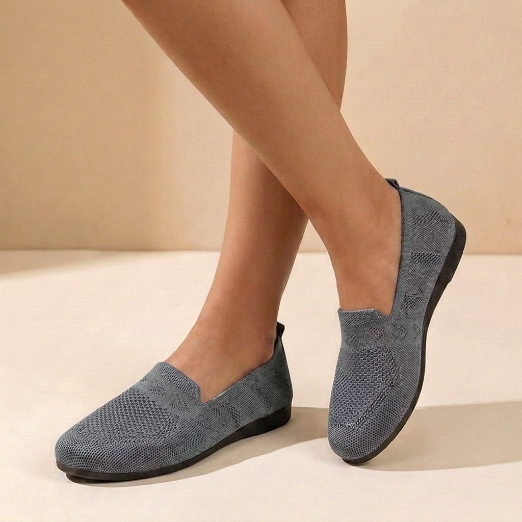 Chaussures Slip-On Femme Tricotées Respirantes Légères Confort Quotidien Marche - Hiverline