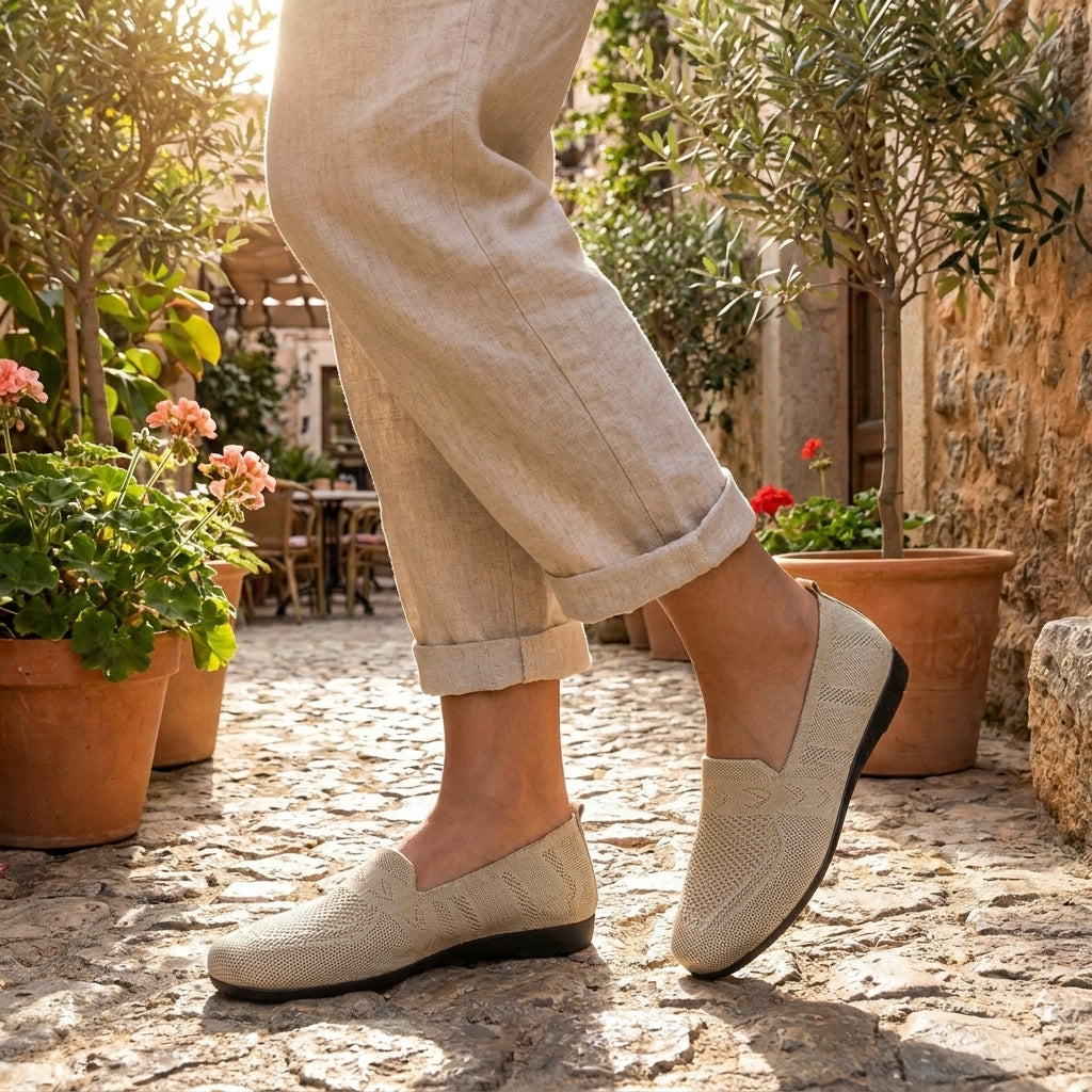 Chaussures Slip-On Femme Tricotées Respirantes Légères Confort Quotidien Marche - Hiverline
