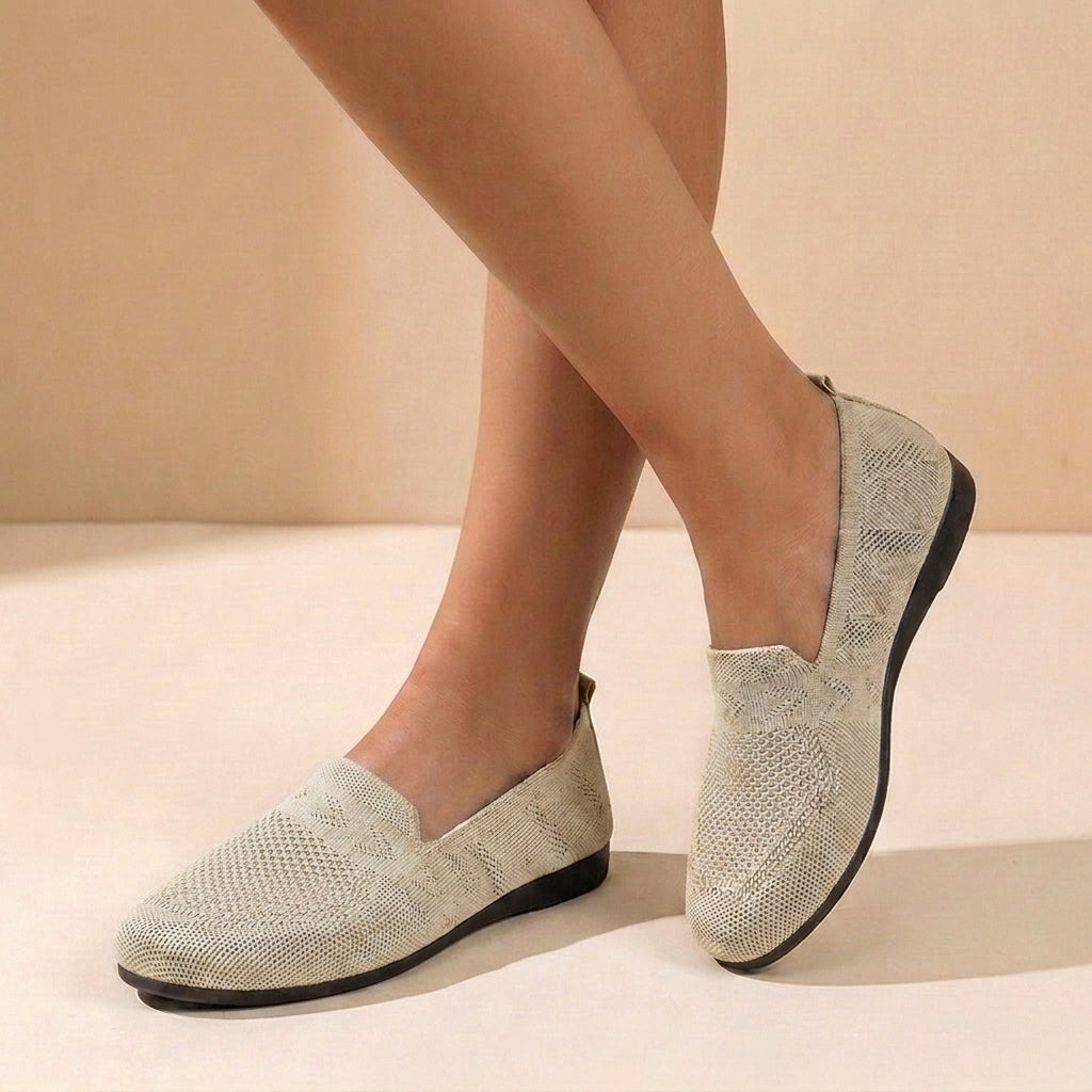 Chaussures Slip-On Femme Tricotées Respirantes Légères Confort Quotidien Marche - Hiverline