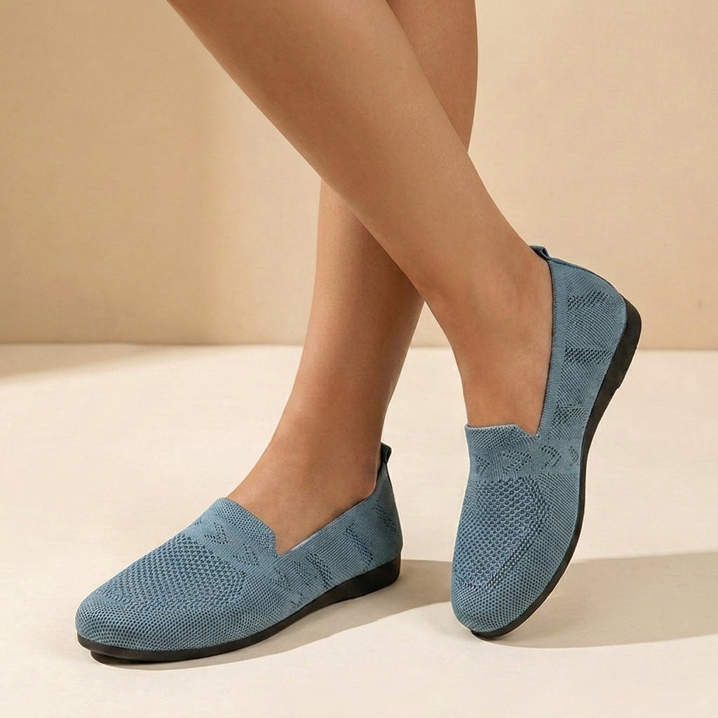 Chaussures Slip-On Femme Tricotées Respirantes Légères Confort Quotidien Marche - Hiverline