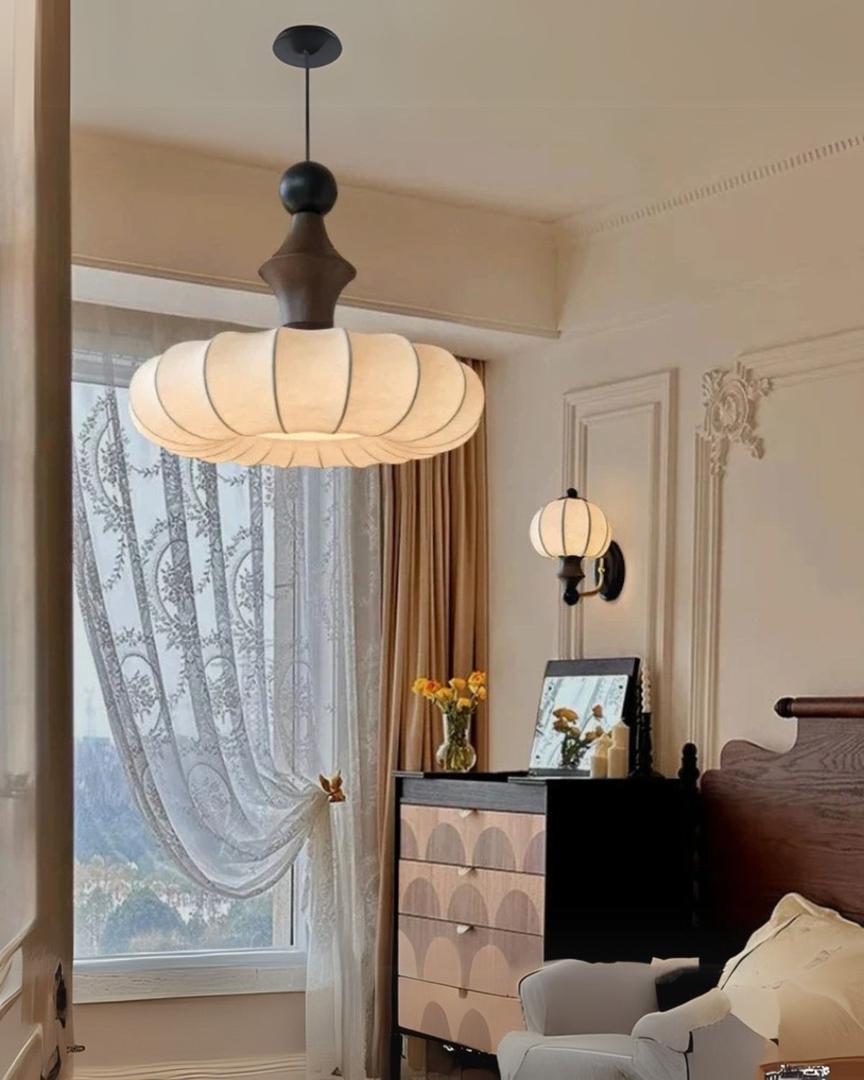 Plafonnier Suspension LED en Soie Tricolore | Hauteur Ajustable